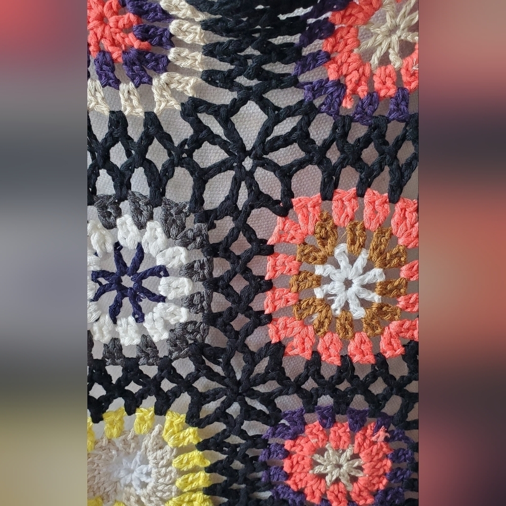 SHEIN Curve Sleeveless Black Multicolor Boho Granny Square Crochet Vest Size 2XL - Picture 5 of 8
